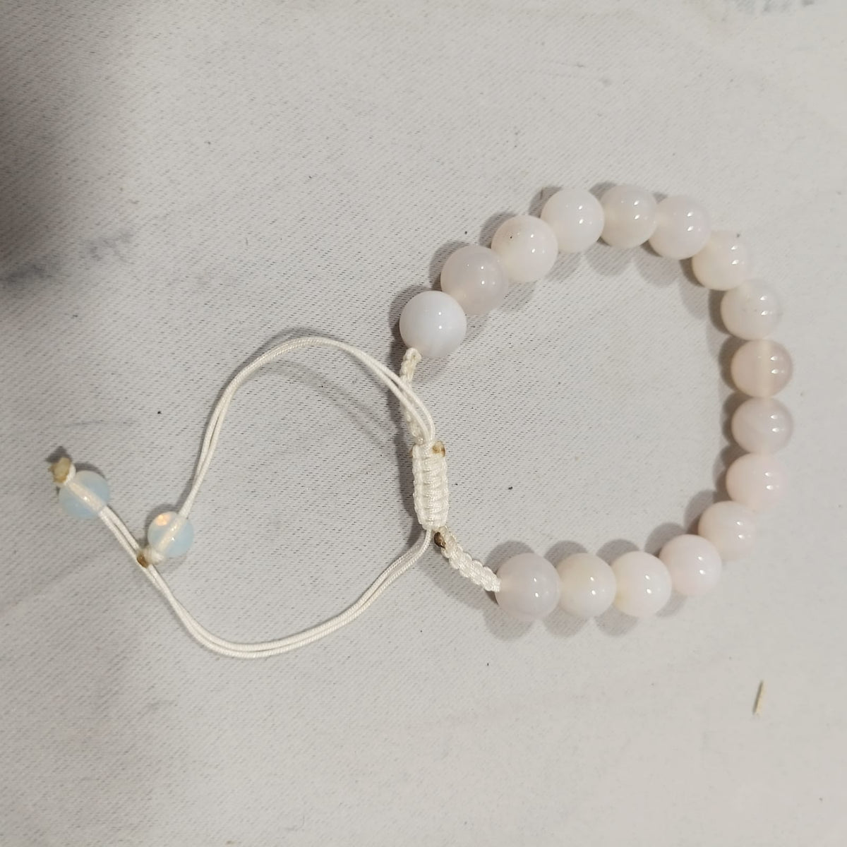 Natural Milky White Aqeeq Stone Bracelet -