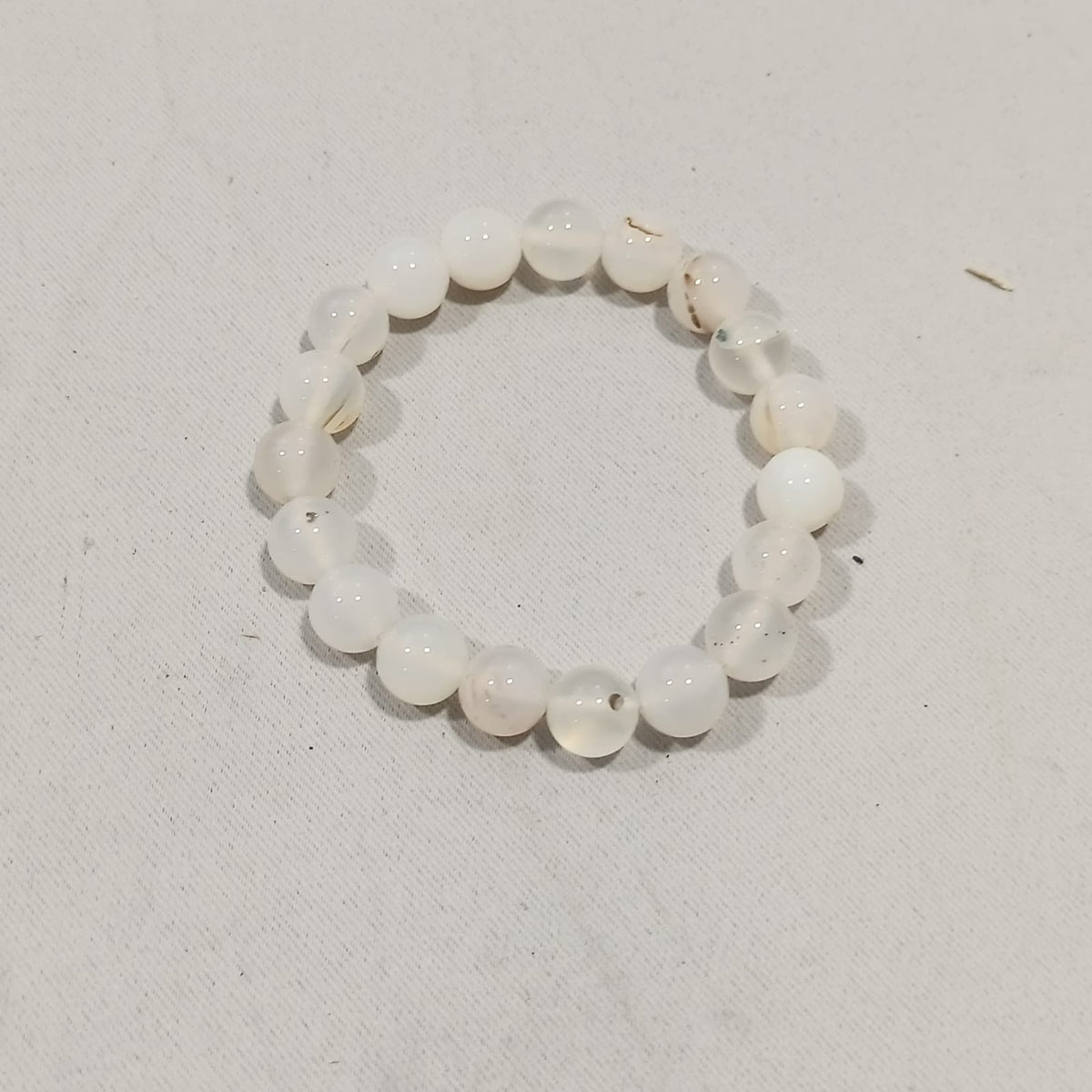 Natural Milky White Aqeeq Stone Bracelet -