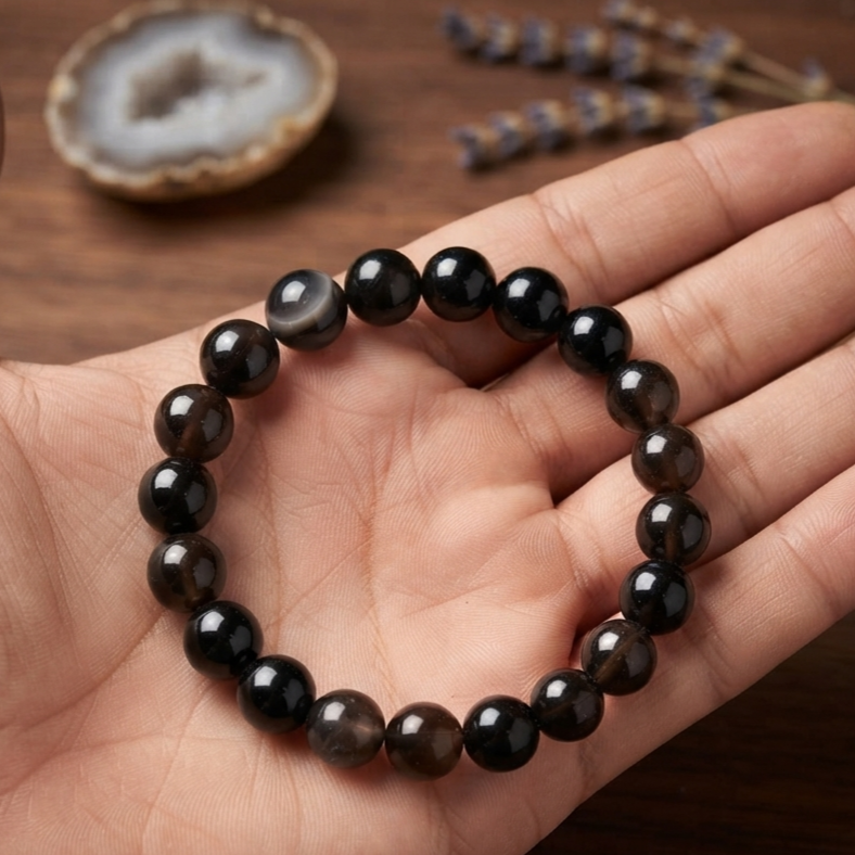 Natural Black Aqeeq Stone Bracelet -