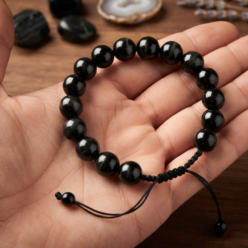 Natural Black Aqeeq Stone Bracelet -