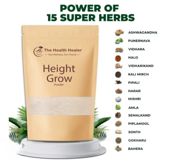The Health Healer Height Growth Powder Nutritional Supplement.