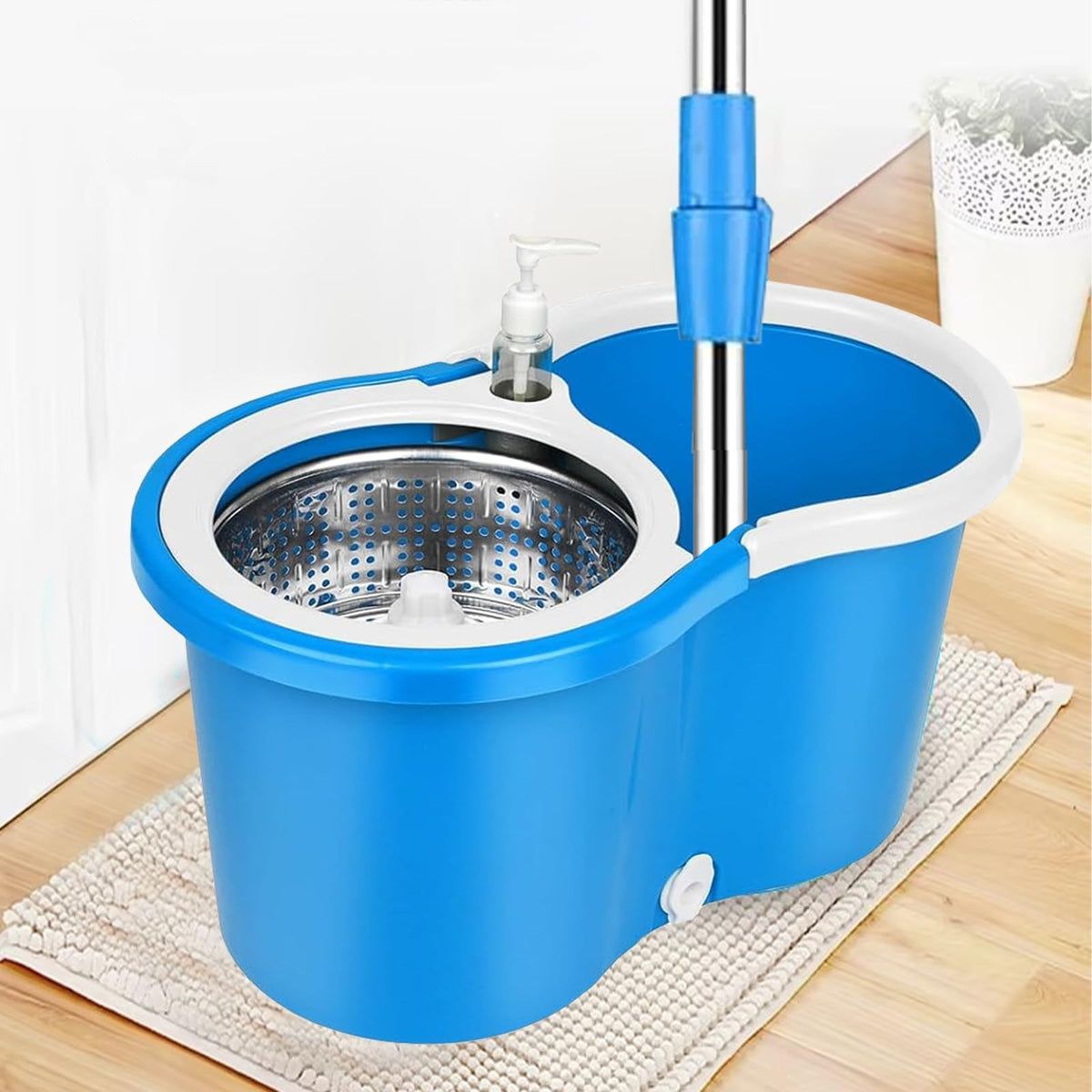 360 Degree Rotating Spin Mop with Stainless Steel Bucket